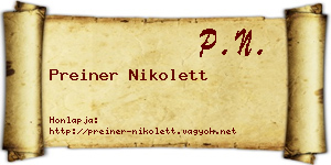 Preiner Nikolett névjegykártya